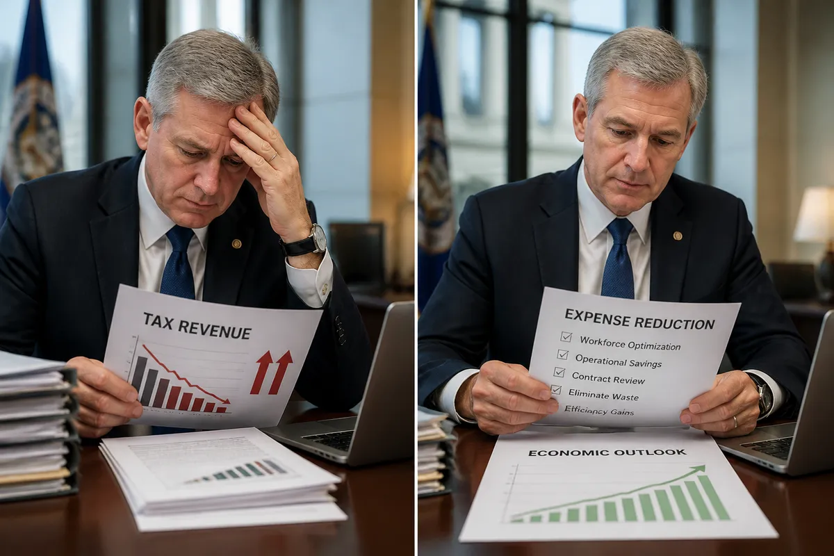 Comparación visual entre aumentar impuestos versus reducir gastos: impacto en crecimiento económico y política fiscal europea.
